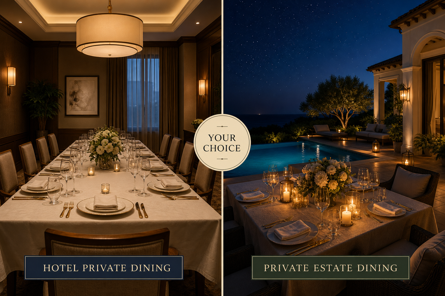 Choosing between hotel private dining and a private suite estate