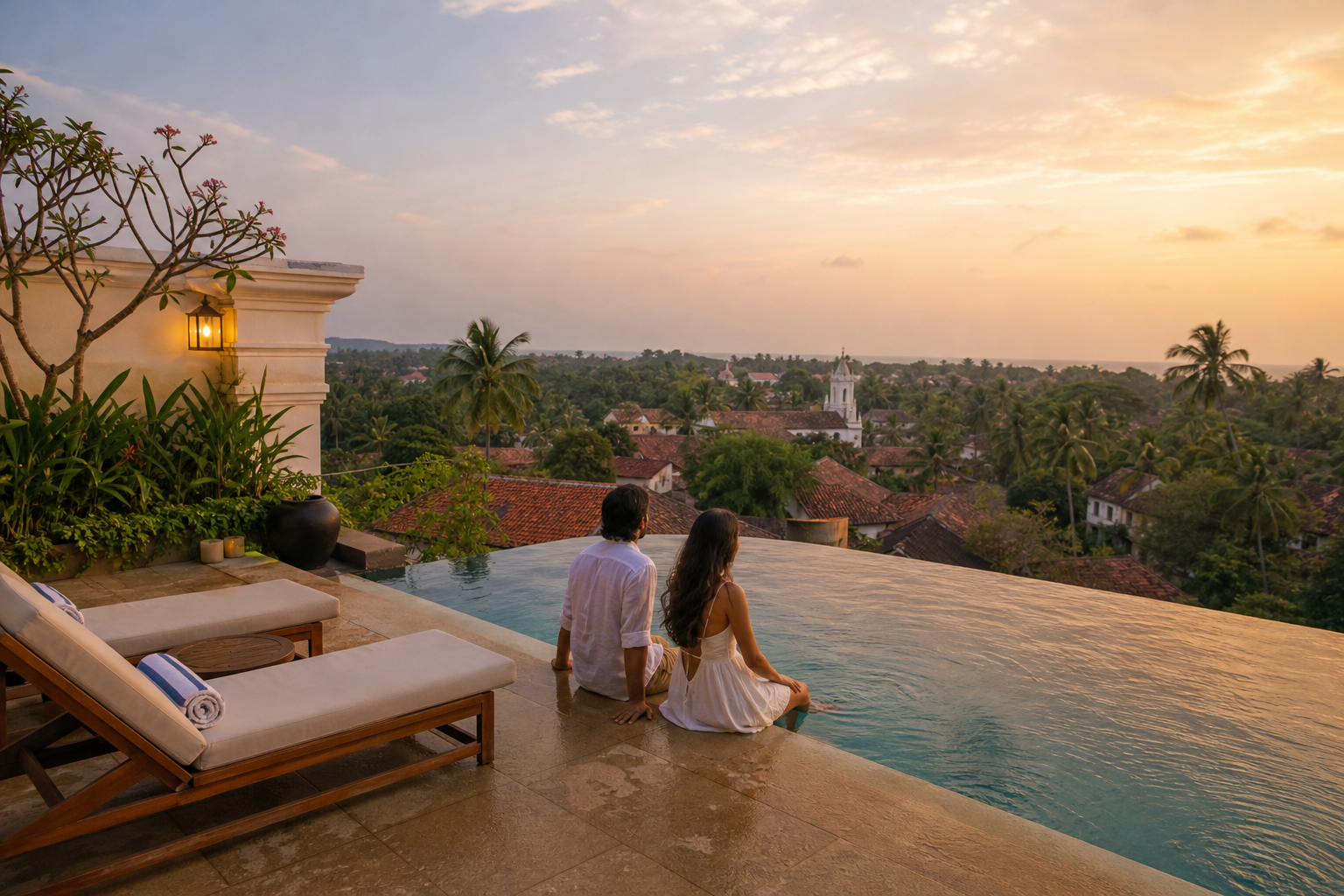 Swim above Siolim at the rooftop infinity pool
